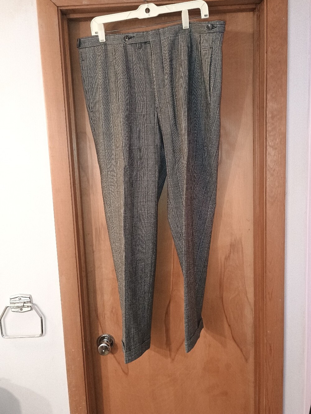 Austin Reed 100% Wool Men's Grey Glen Plaid Dress Pants 38